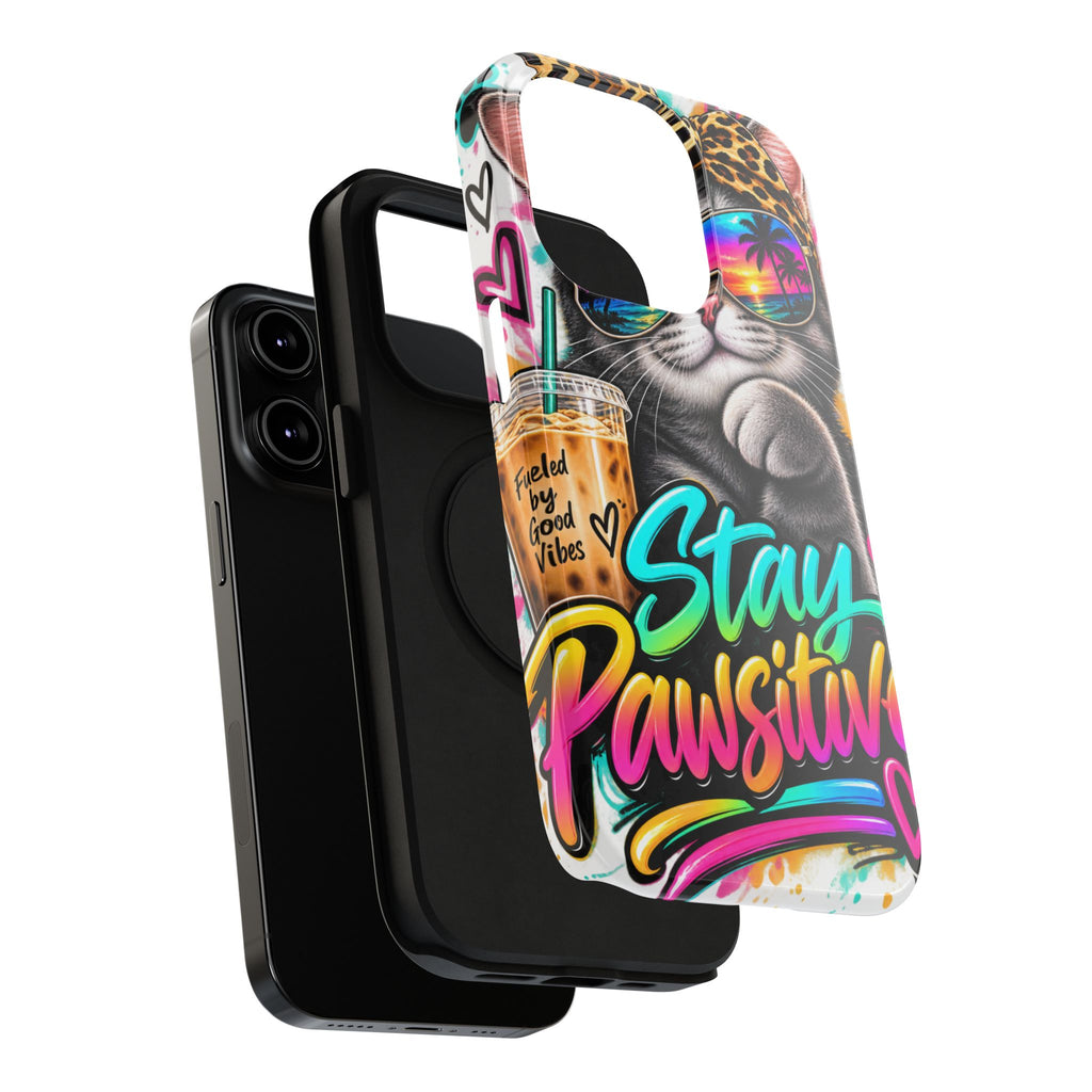 Phone Case — "Stay Pawsitive" Cat Impact-Resistant Case