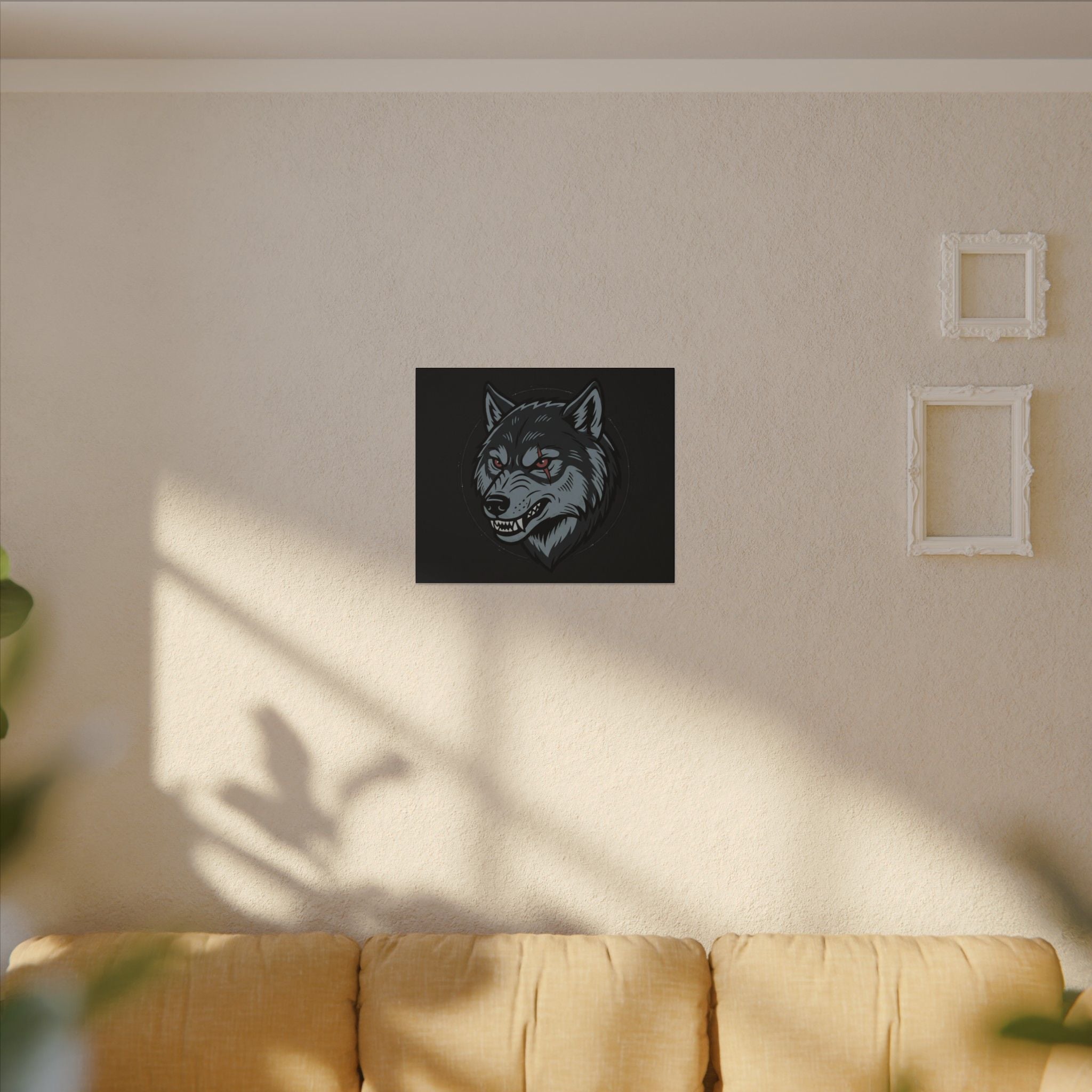Wolf Head Canvas Wall Art — Fierce Gray Wolf Portrait Matte Stretched