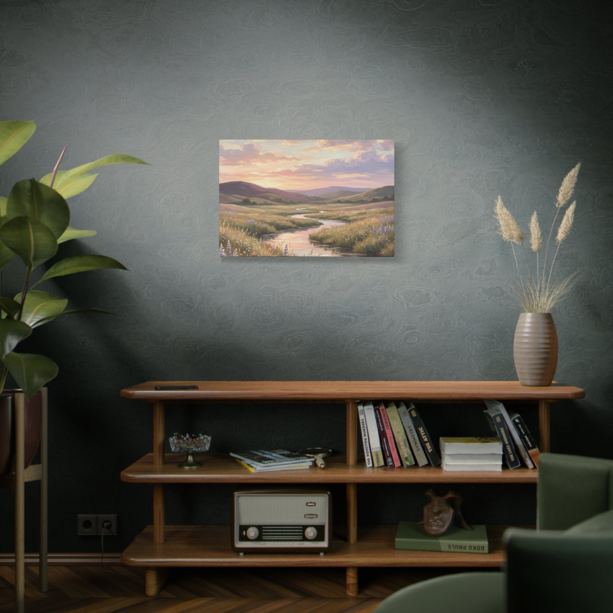 Sunset Meadow Canvas Wall Art - Stretched Matte Landscape Print