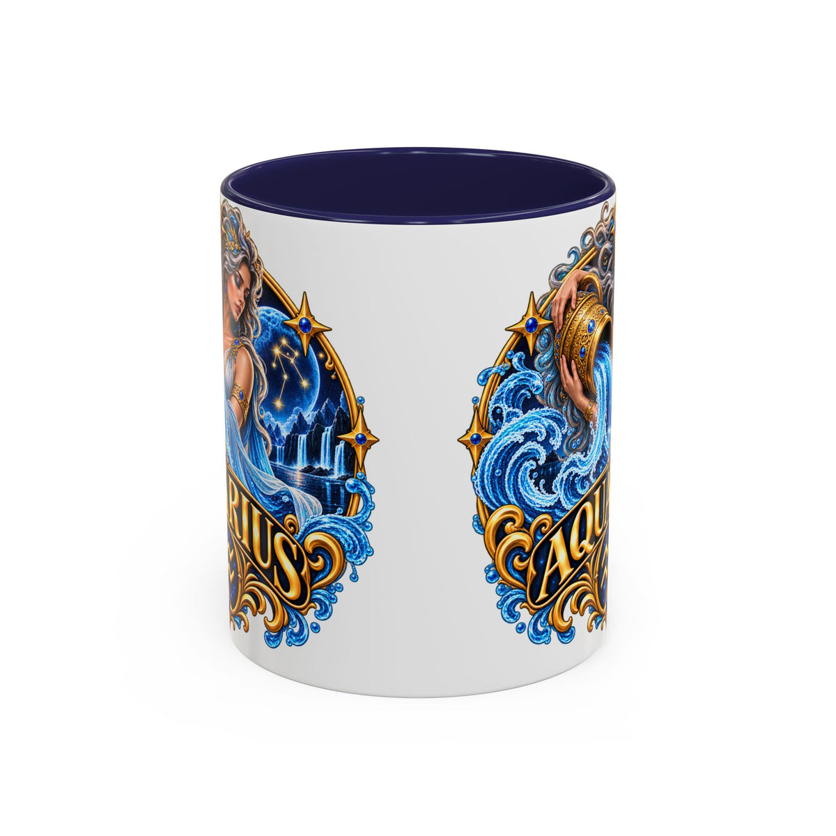 Aquarius Zodiac Coffee Mug — Illustrated Water Bearer Astrology Gift (11/15oz)