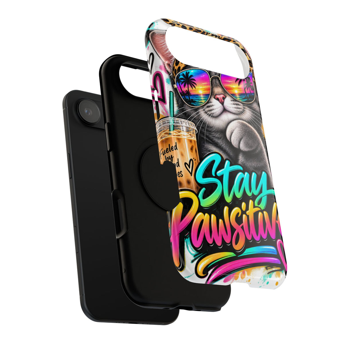Phone Case — "Stay Pawsitive" Cat Impact-Resistant Case