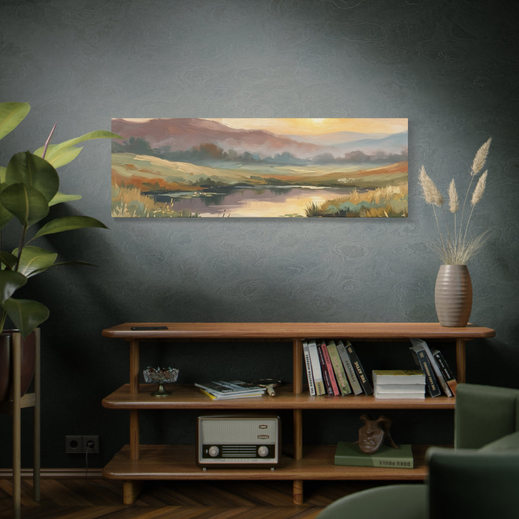 Sunset Meadow Canvas Wall Art — Stretched Matte Landscape Print