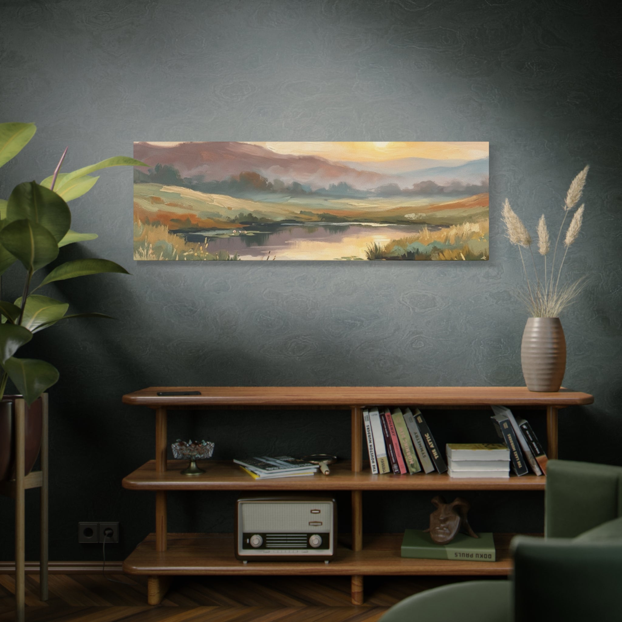 Sunset Meadow Canvas Wall Art — Stretched Matte Landscape Print