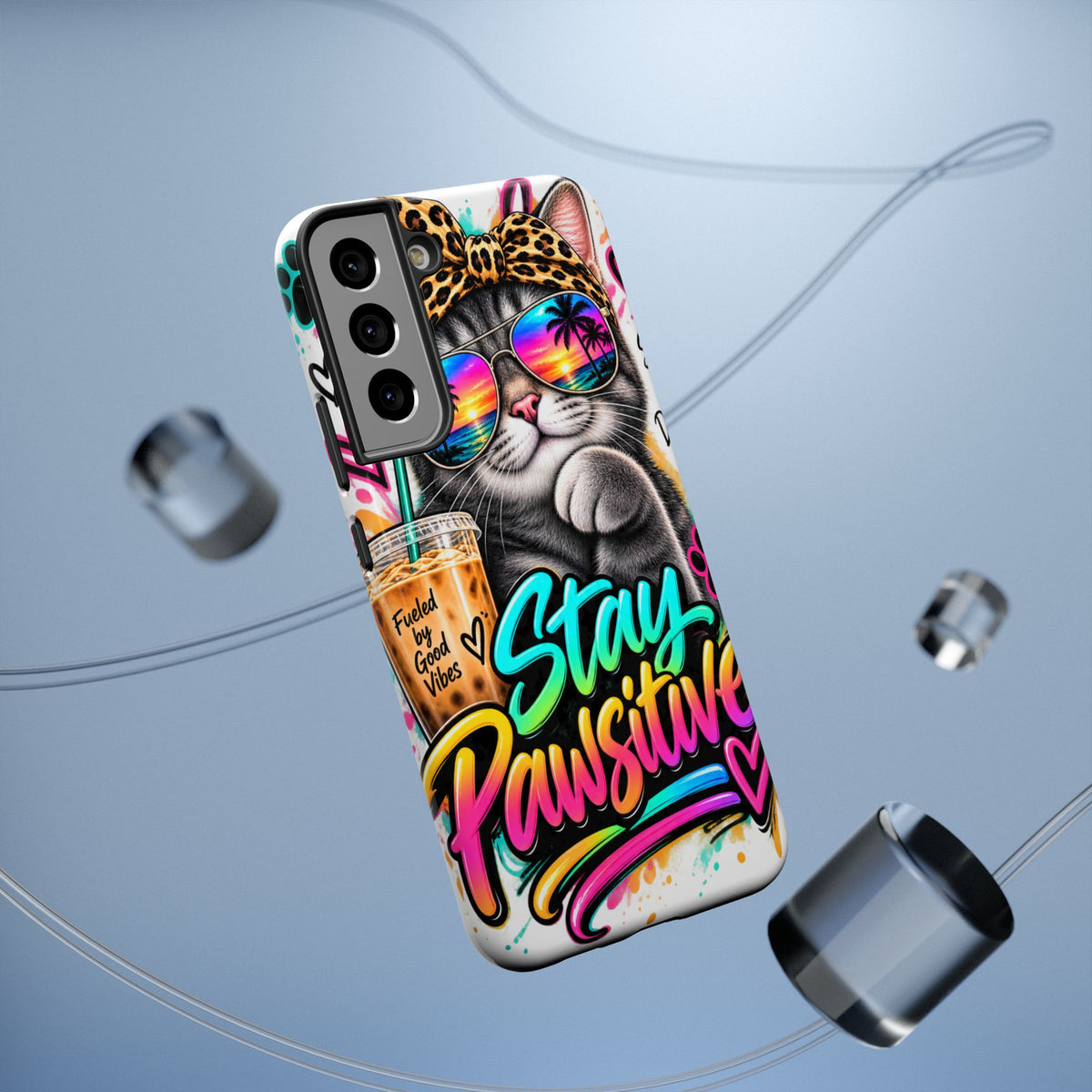 Phone Case — "Stay Pawsitive" Cat Impact-Resistant Case