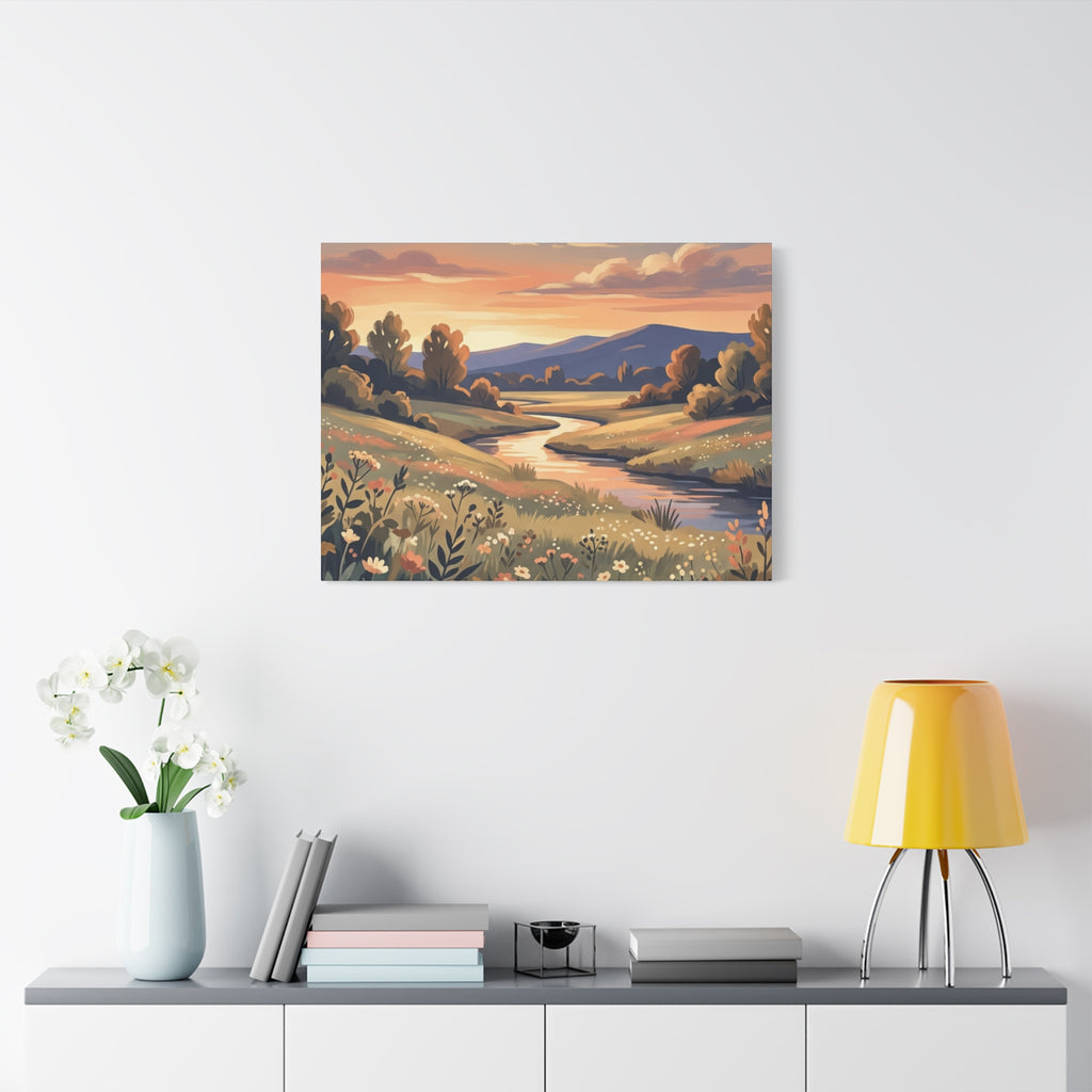 Sunset Meadow Canvas Wall Art