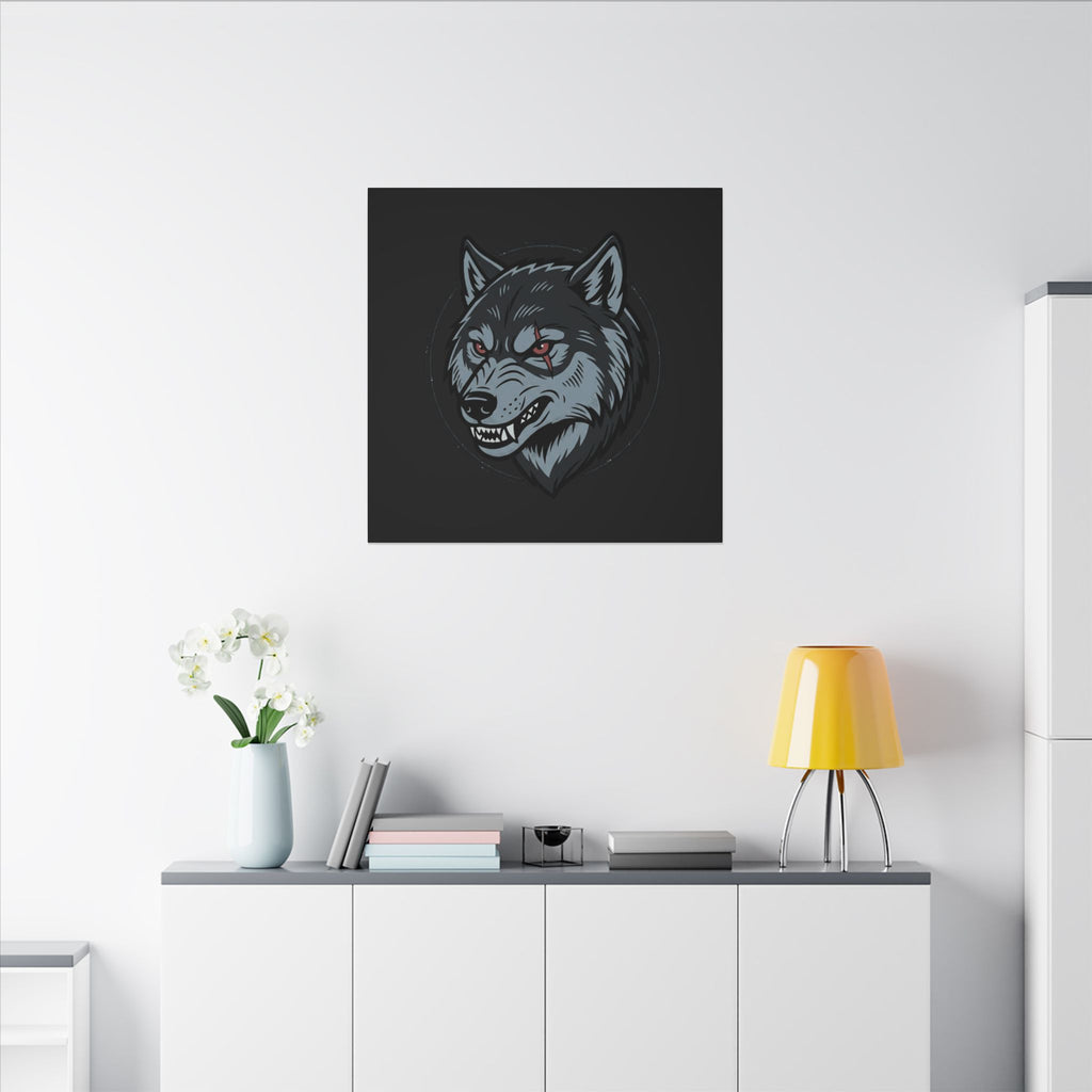 Wolf Head Canvas Wall Art — Fierce Gray Wolf Portrait Matte Stretched