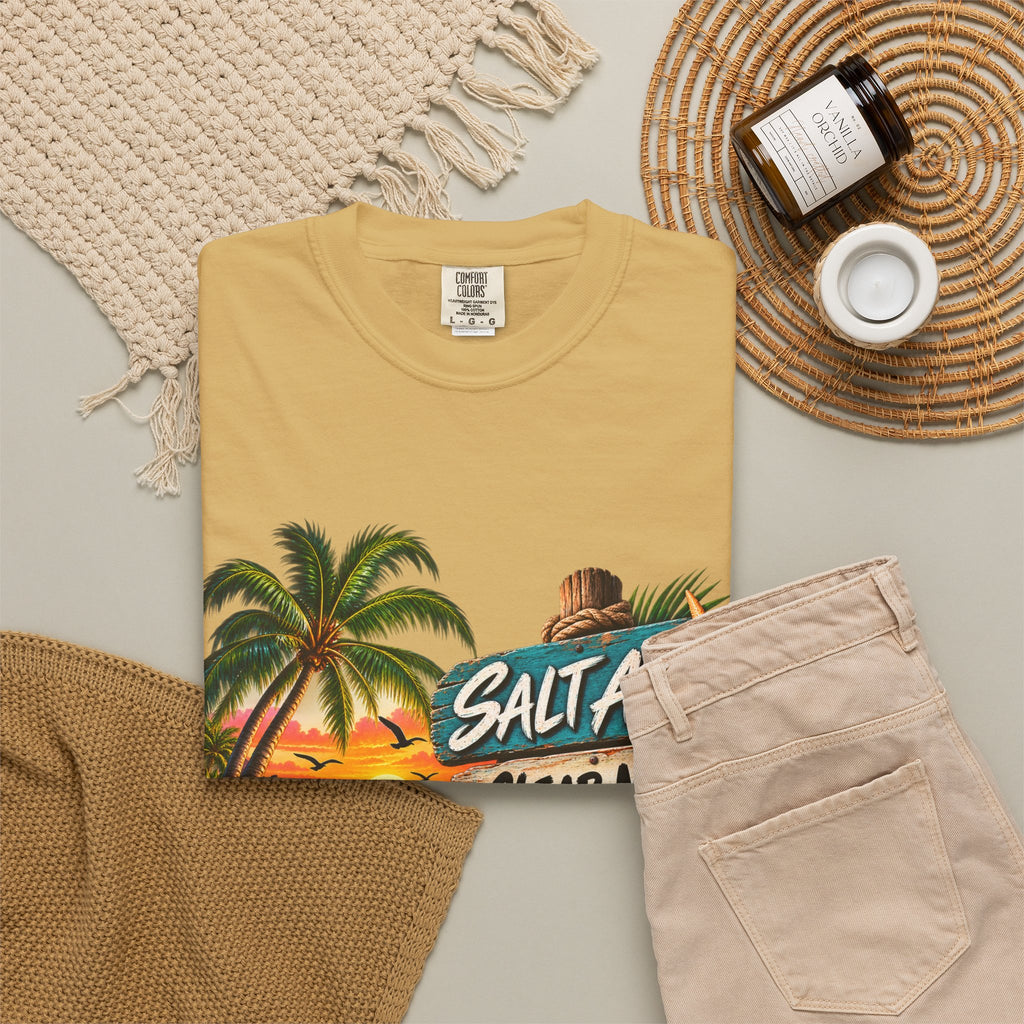 Salt Air, Clear Mind T-Shirt — Tropical Sunset Beach Graphic Tee