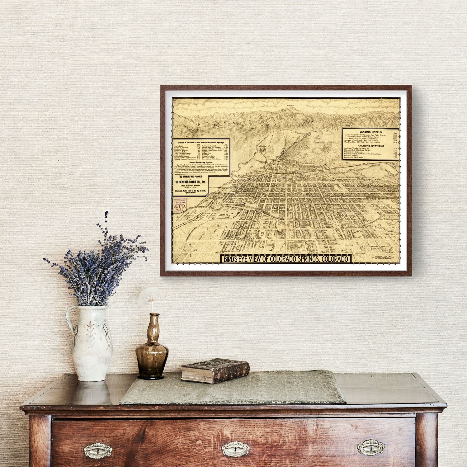 Vintage Map of Colorado Springs, Colorado 1909