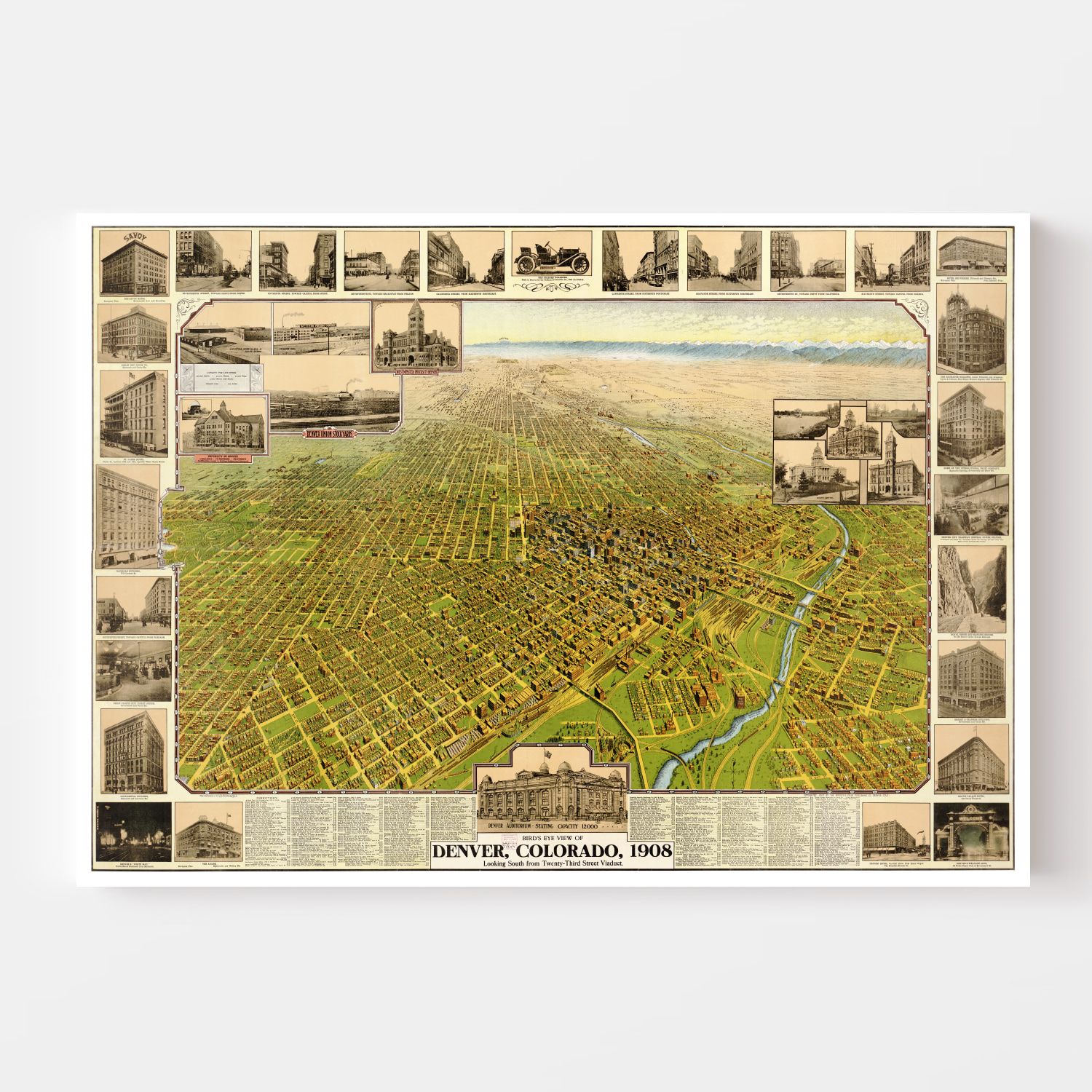 Vintage Map of Denver, Colorado 1907