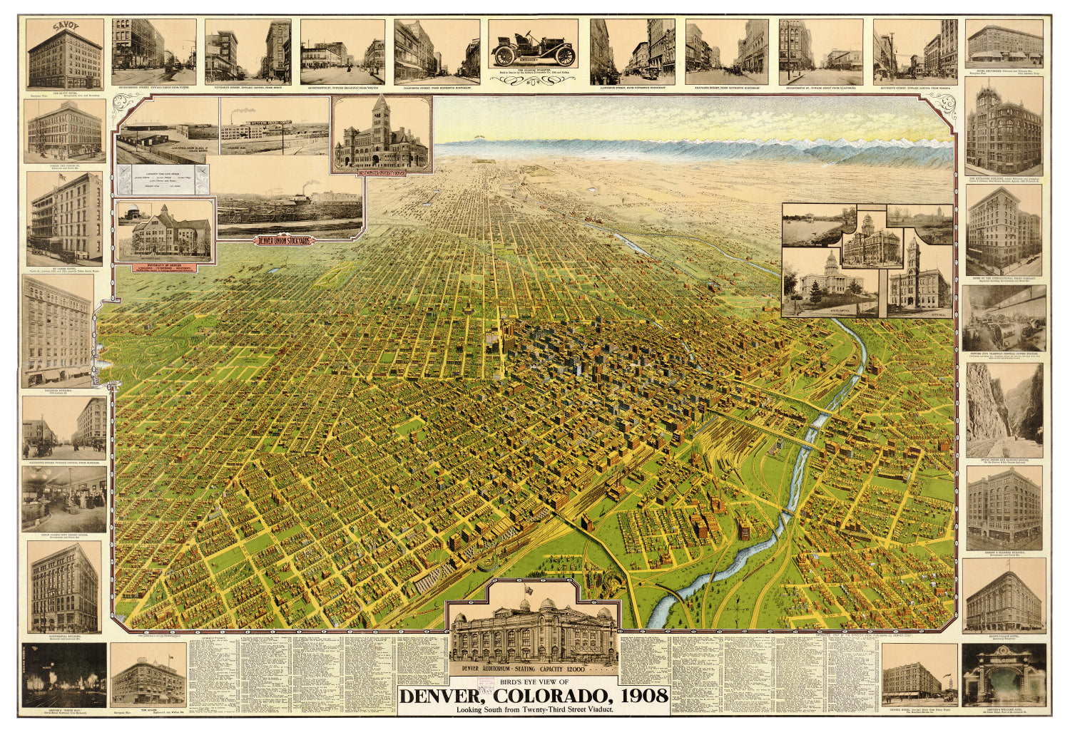 Vintage Map of Denver, Colorado 1907