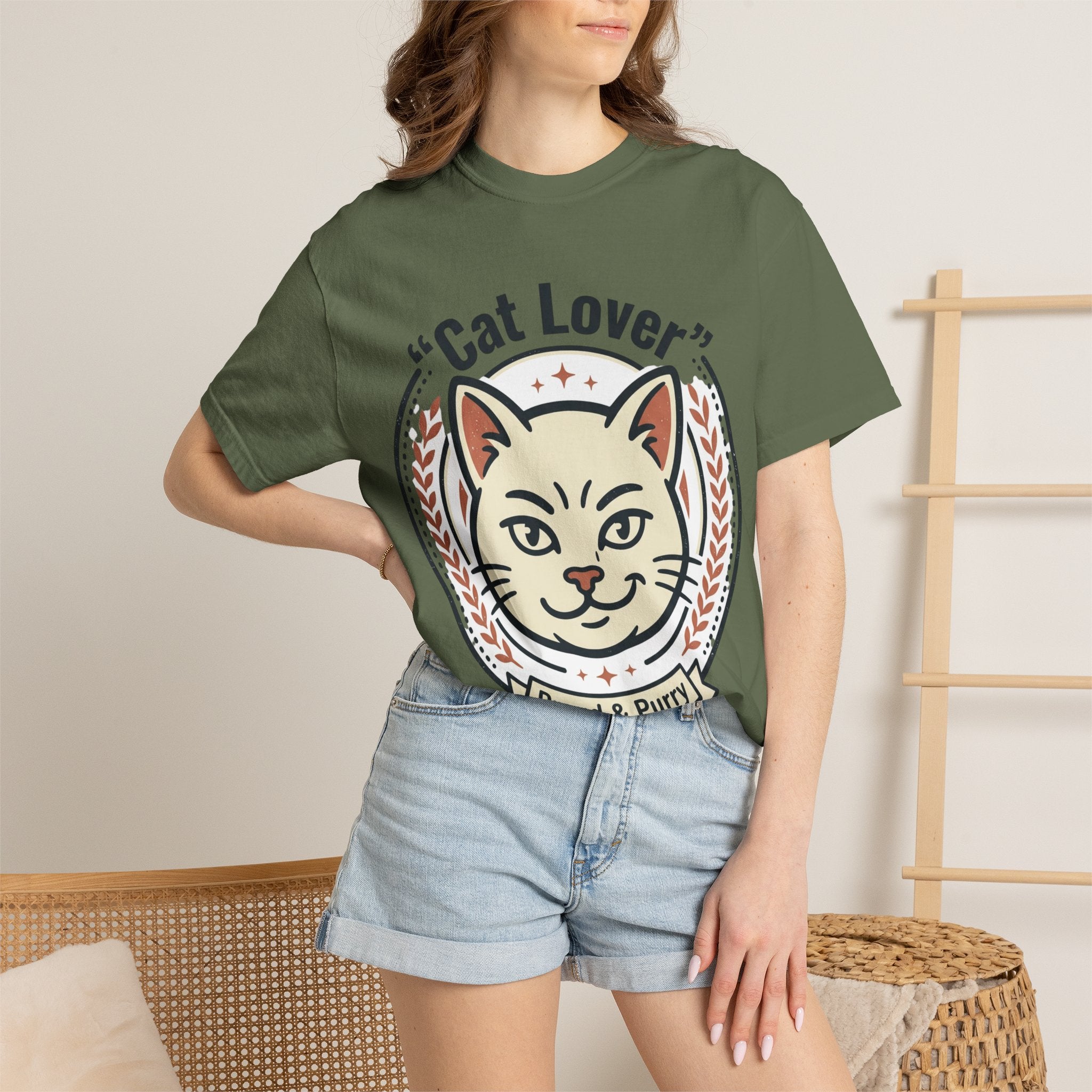 Cat Lover T-Shirt — "Proud & Purry" Retro Cat Graphic Tee