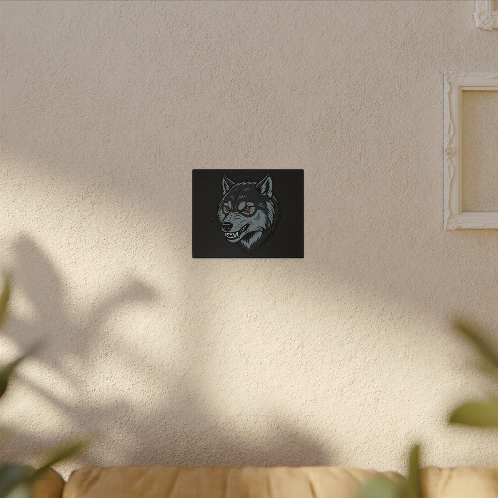 Wolf Head Canvas Wall Art — Fierce Gray Wolf Portrait Matte Stretched
