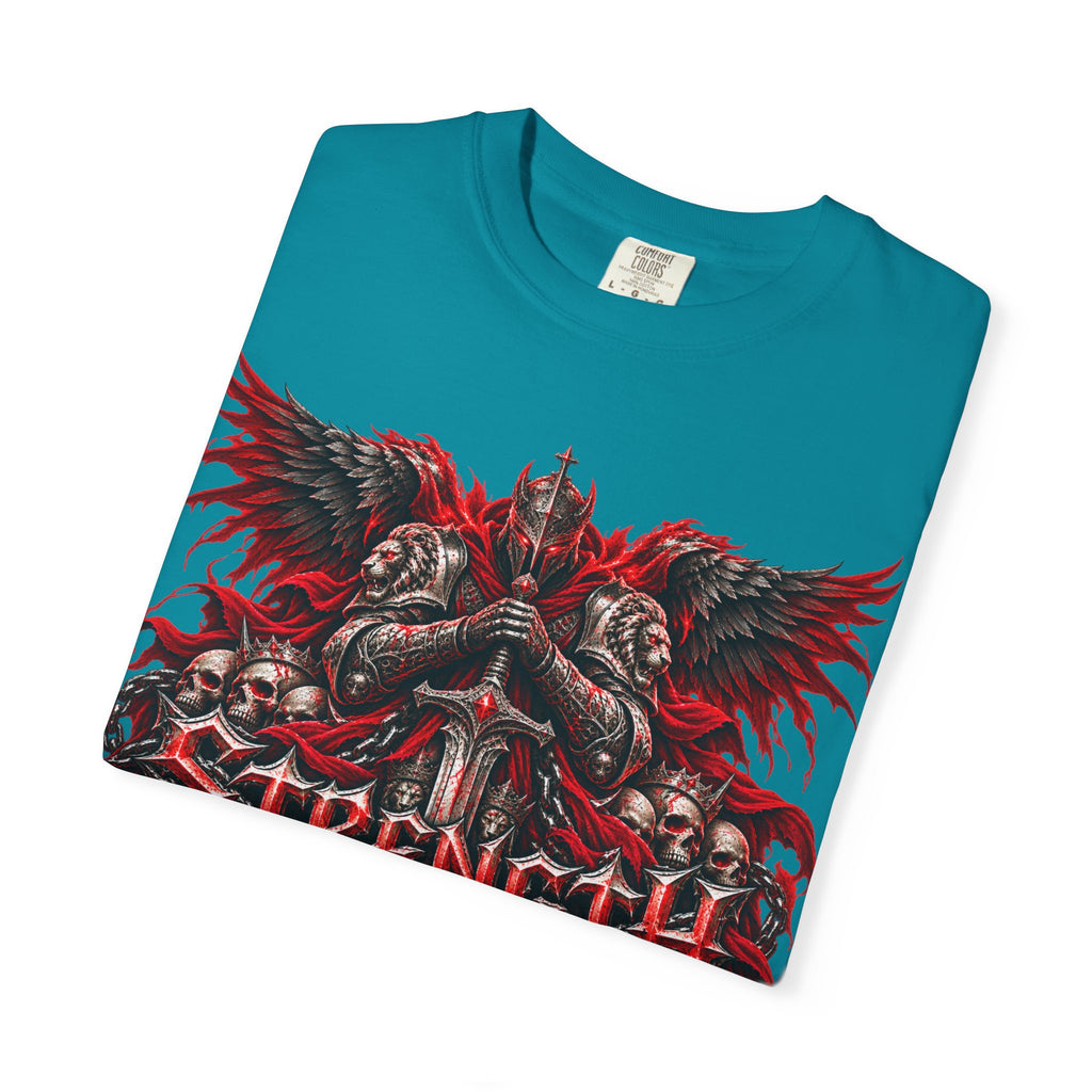 Strength Warrior T-Shirt — Gothic Skull Wings Graphic Tee