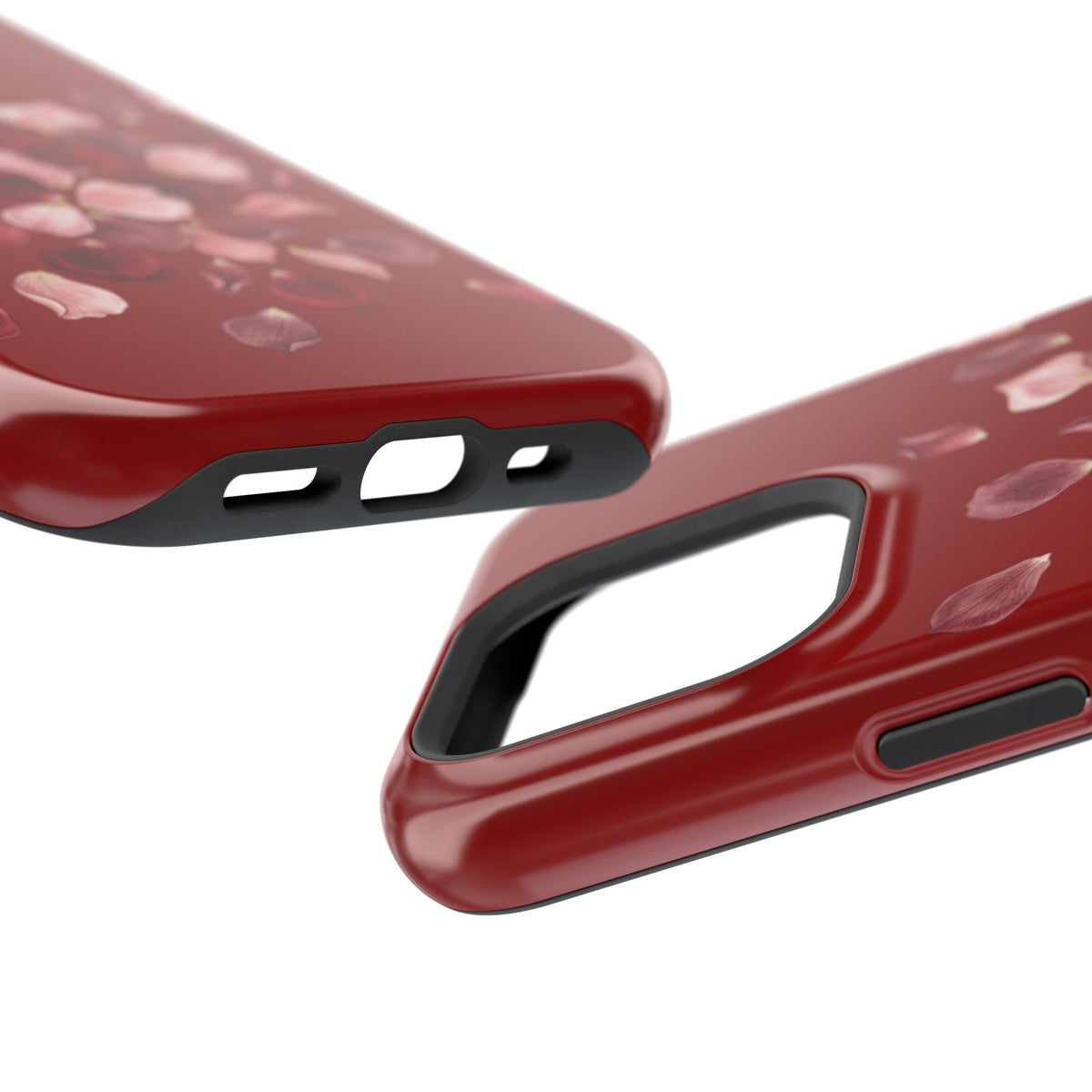 Phone Case — Red Floral Petal Magnetic Impact-Resistant Cover