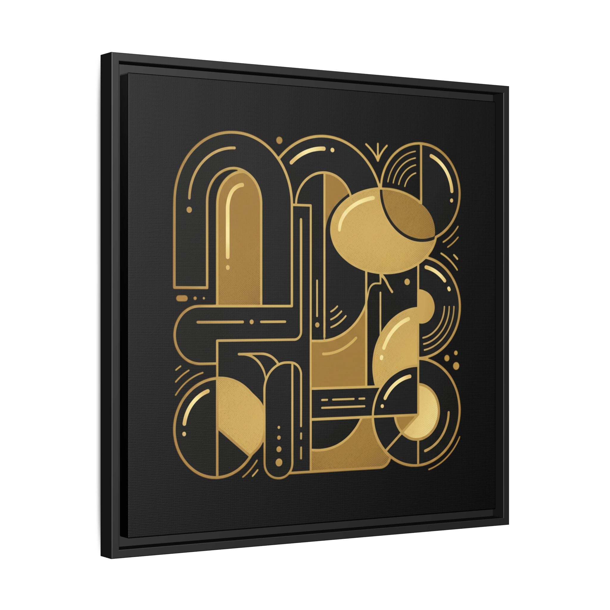 Gold Geometric Art Print — Framed Matte Canvas
