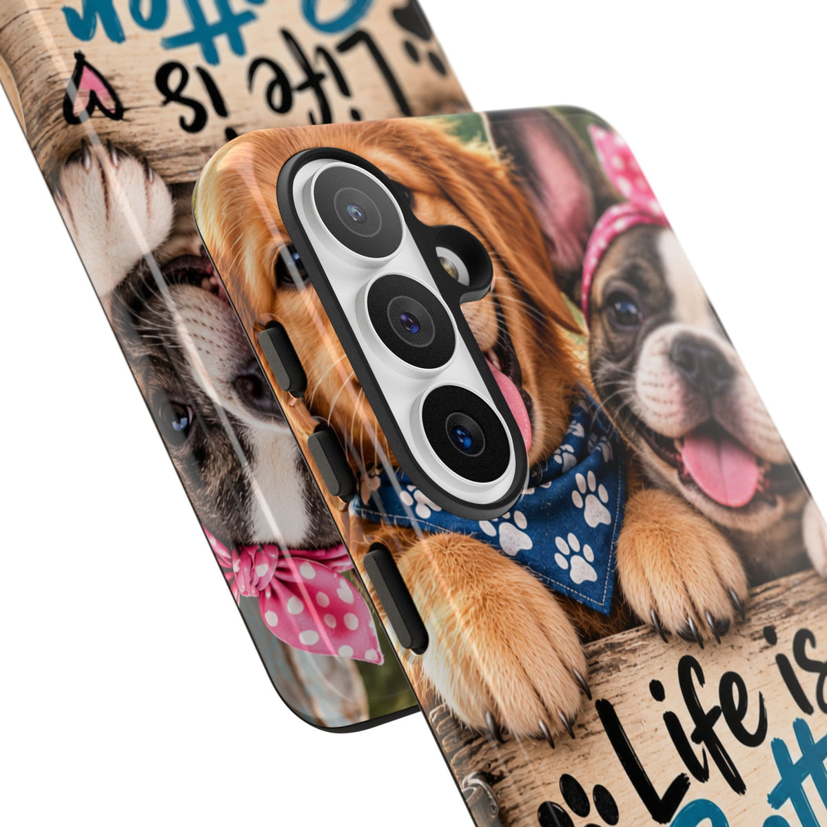 Phone Case — "Life Is Better with Dogs" Cute Pawprint Dog Lover Protective Case