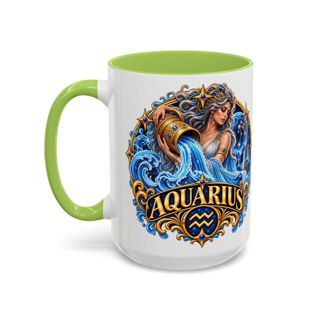 Aquarius Zodiac Coffee Mug — Illustrated Water Bearer Astrology Gift (11/15oz)