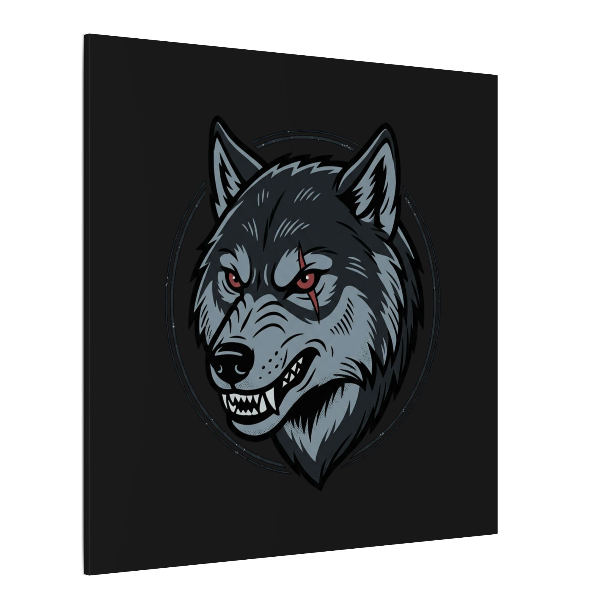 Wolf Head Canvas Wall Art — Fierce Gray Wolf Portrait Matte Stretched
