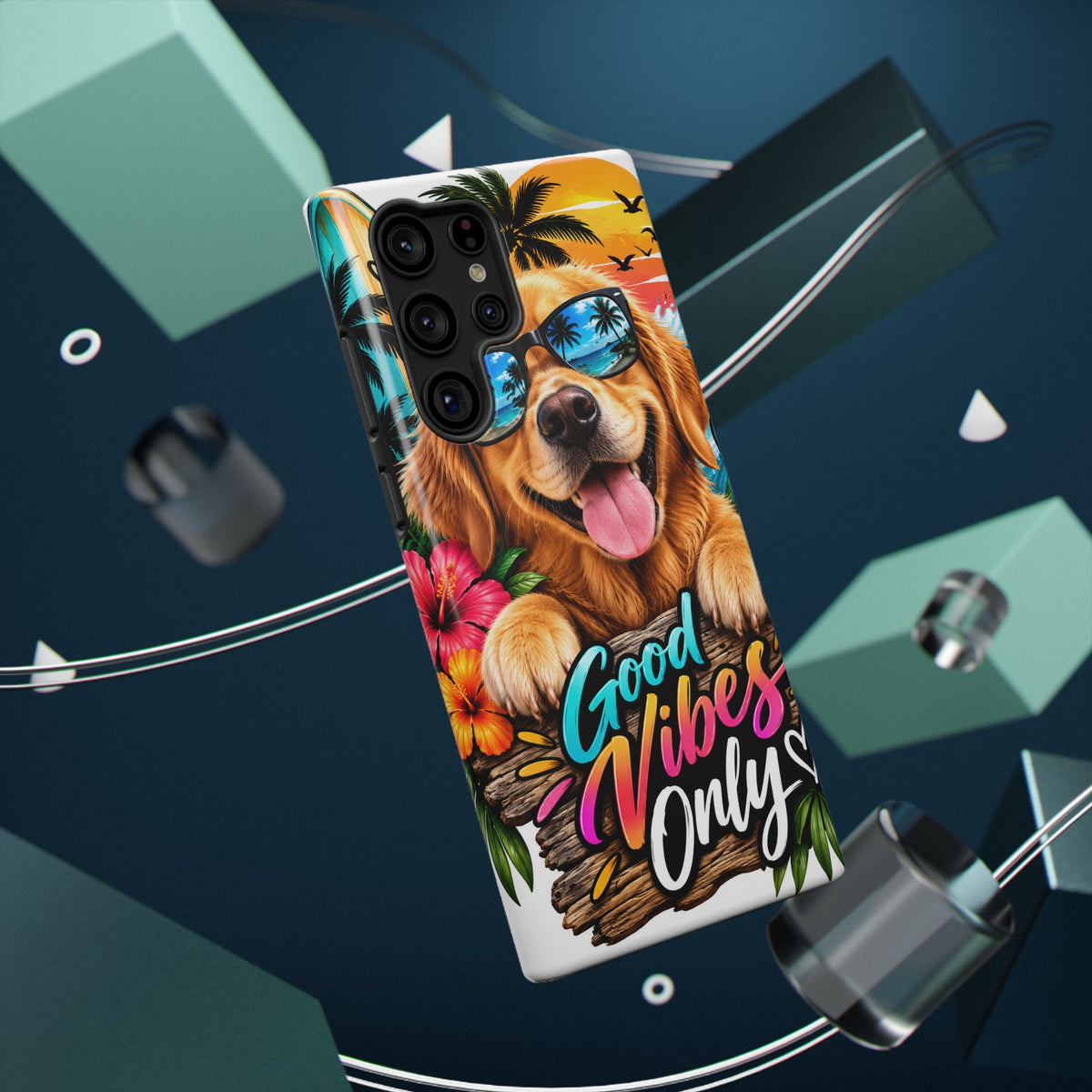 Phone Case — 'Good Vibes Only' Tropical Dog Impact-Resistant Case