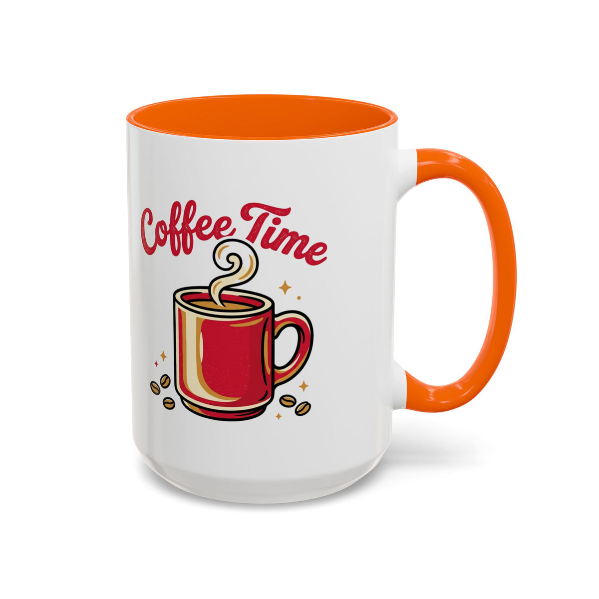 Coffee Mug - "Coffee Time" Red Accent Ceramic Mug (11/15oz)