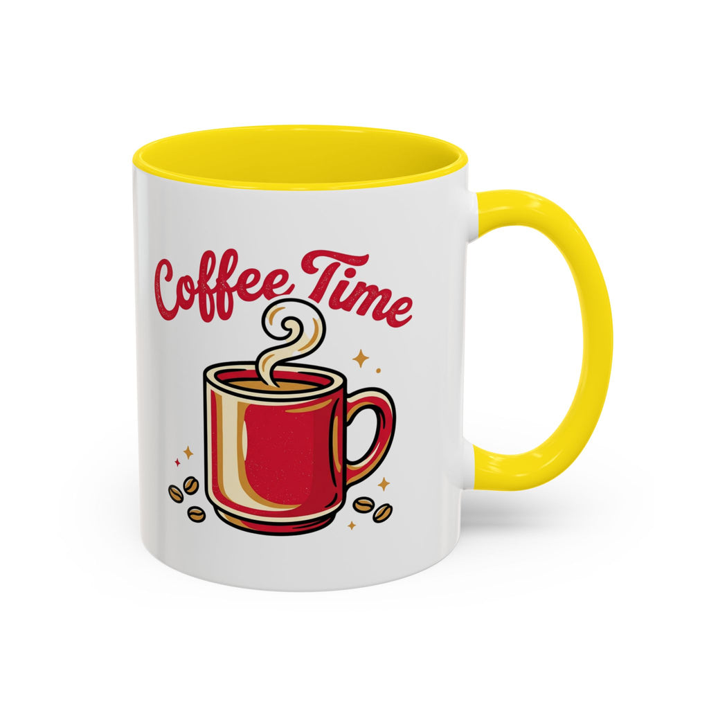 Coffee Mug - "Coffee Time" Red Accent Ceramic Mug (11/15oz)