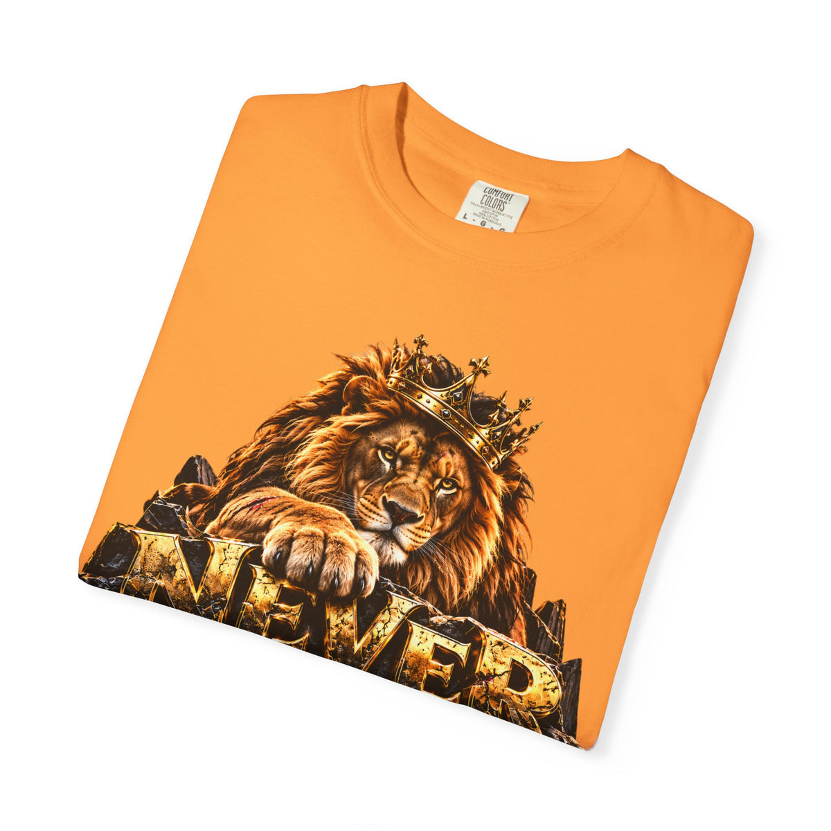 Lion Graphic T-Shirt — "Never Give Up: Great Things Take Time" Motivational Tee