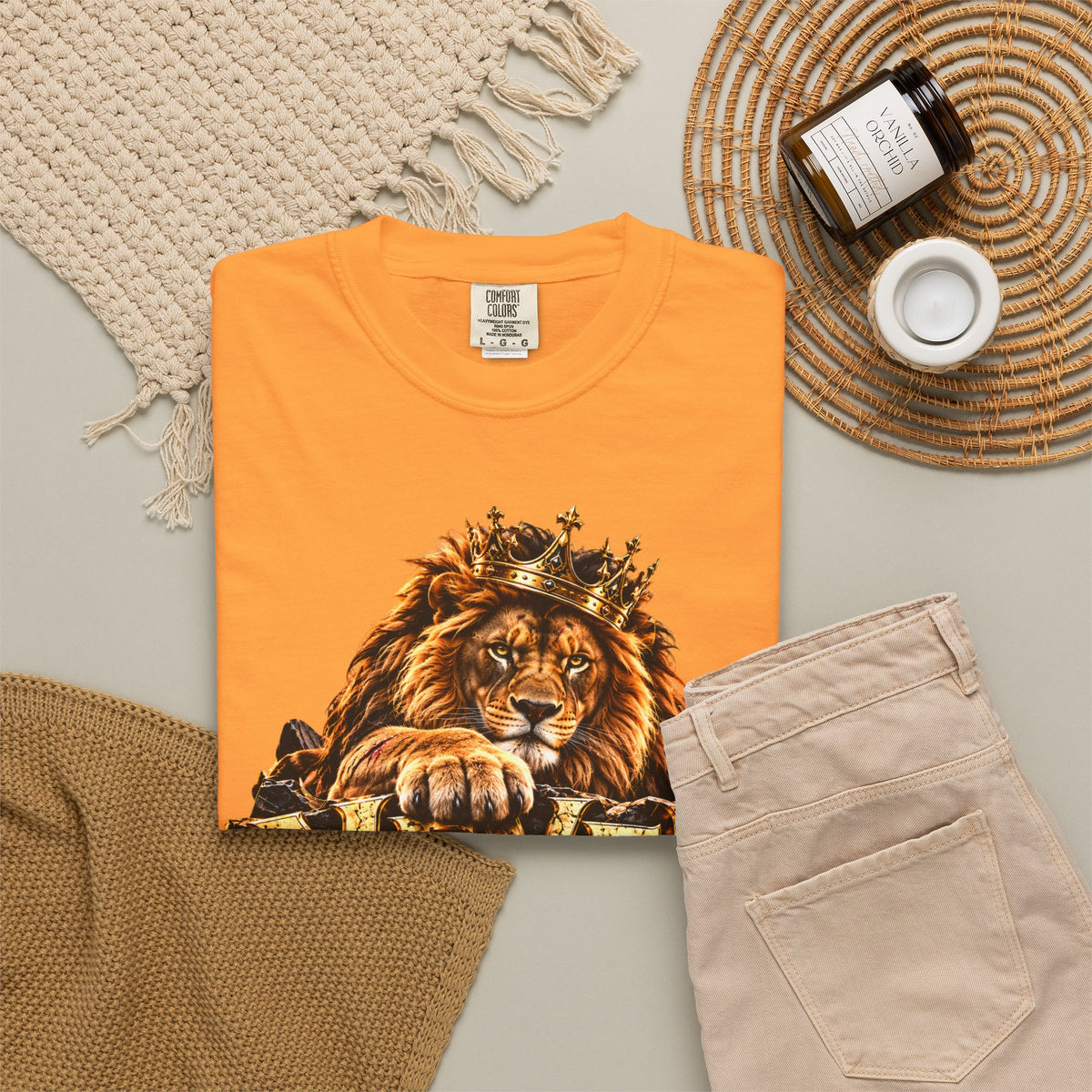 Lion Graphic T-Shirt — "Never Give Up: Great Things Take Time" Motivational Tee