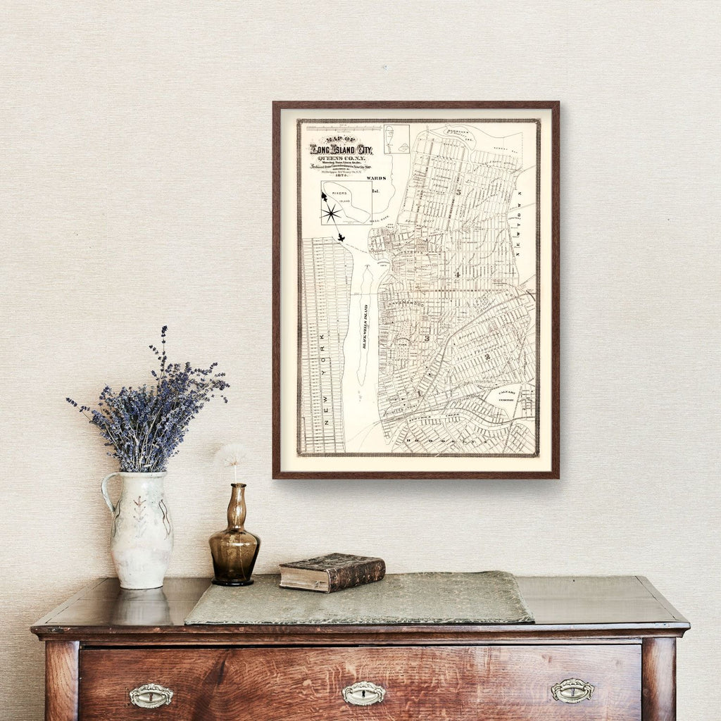 Vintage Map of Queens County, New York 1874