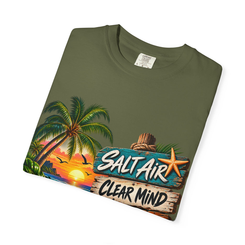Salt Air, Clear Mind T-Shirt — Tropical Sunset Beach Graphic Tee
