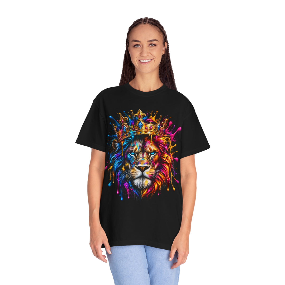 Color Splash Lion Tee — Regal Crown Graphic T-Shirt