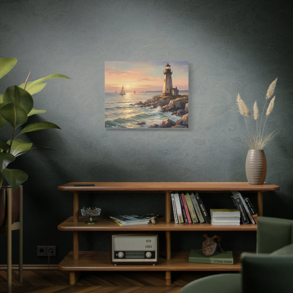 Seaside Lighthouse Sunset Canvas Print