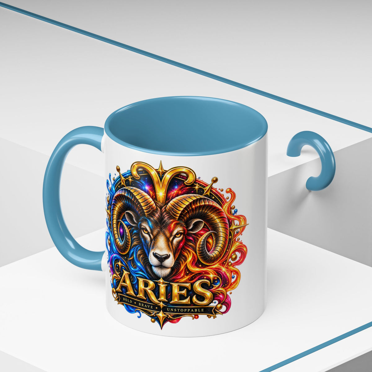 Aries Zodiac Coffee Mug — Colorful Ram Astrology Accent Mug (11/15oz)