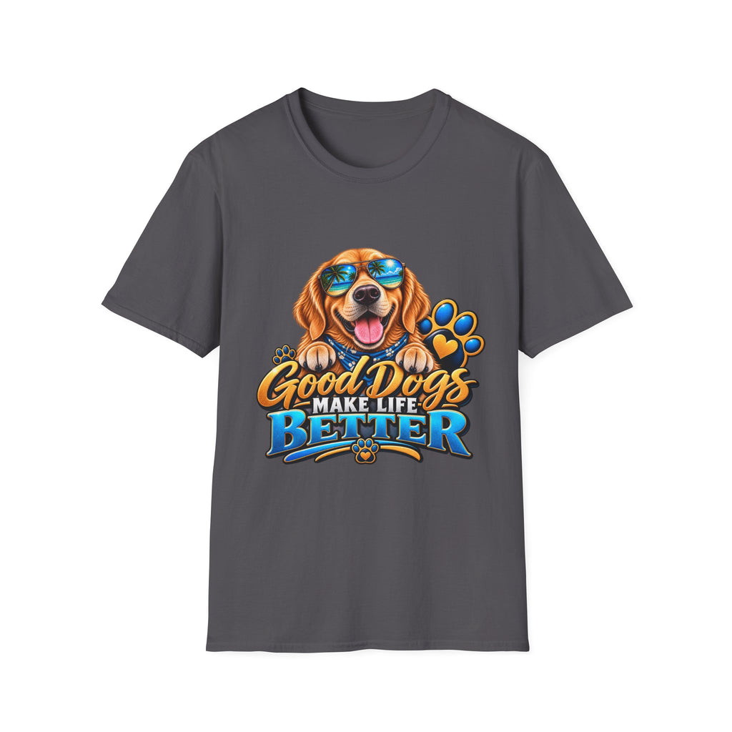 Good Dogs Make Life Better T-Shirt — Cute Golden Retriever Graphic Tee