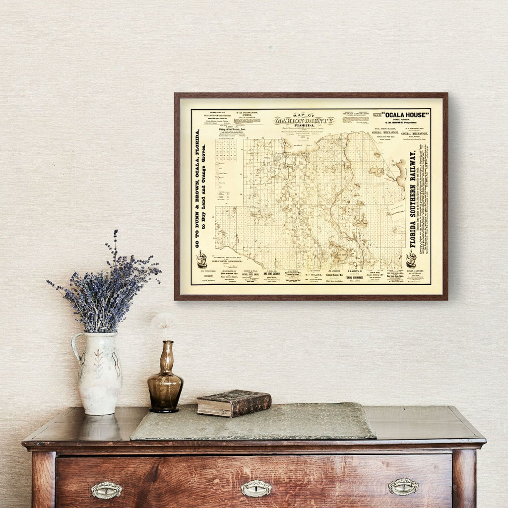 Vintage Map of Marion County, Florida 1883