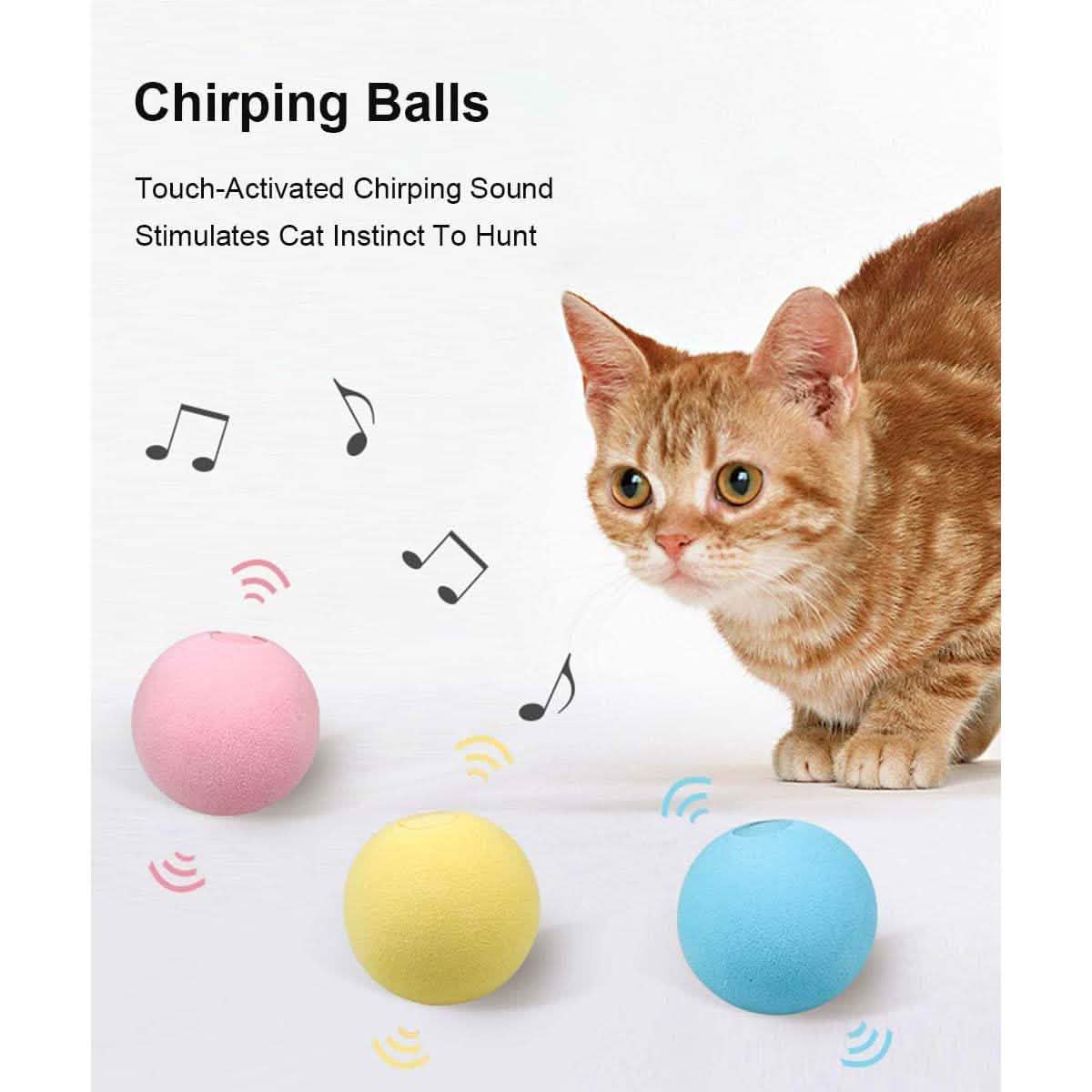 3-Pack: Realistic Chirping Balls Cat Toys