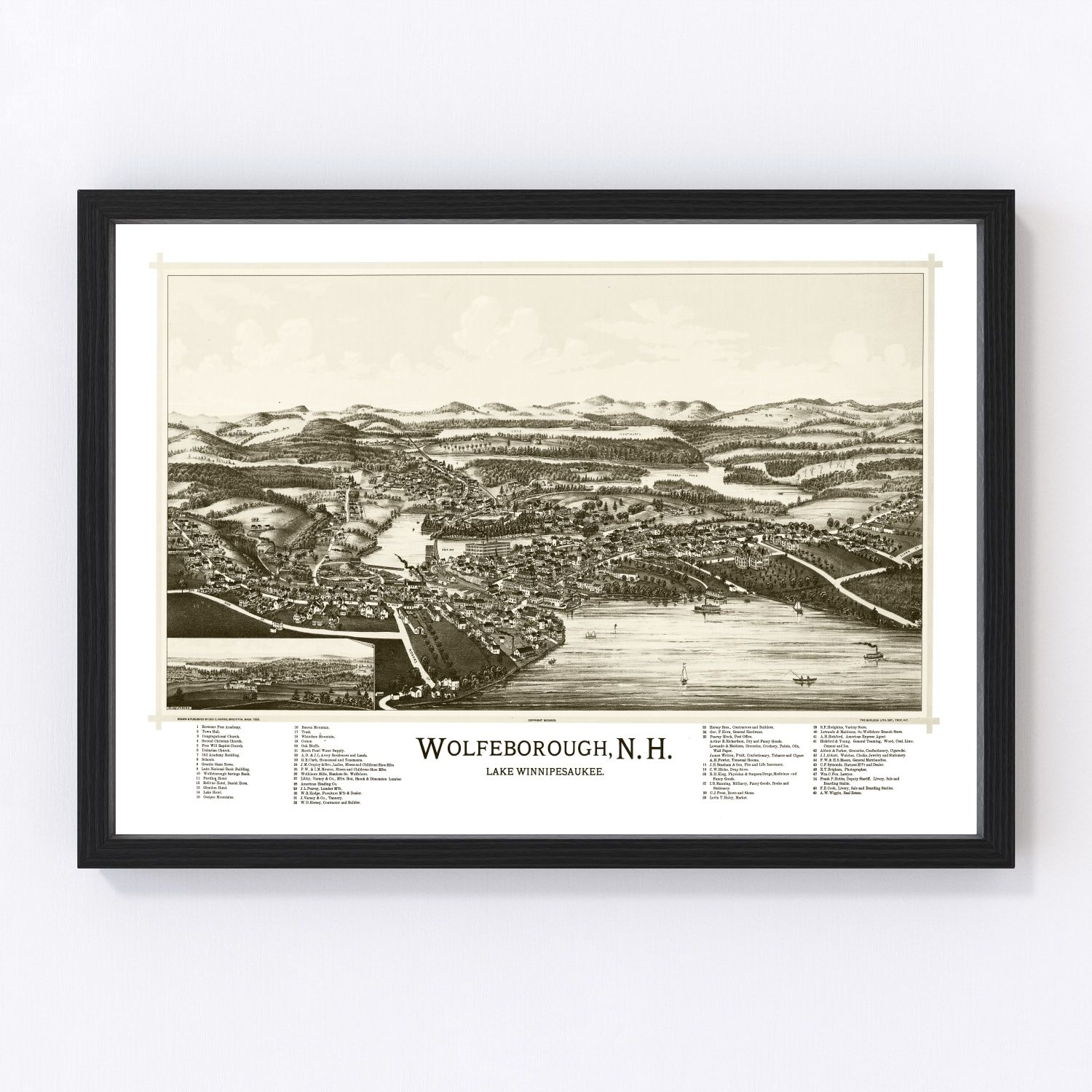 Vintage Map of Wolfeborough, New Hampshire 1889