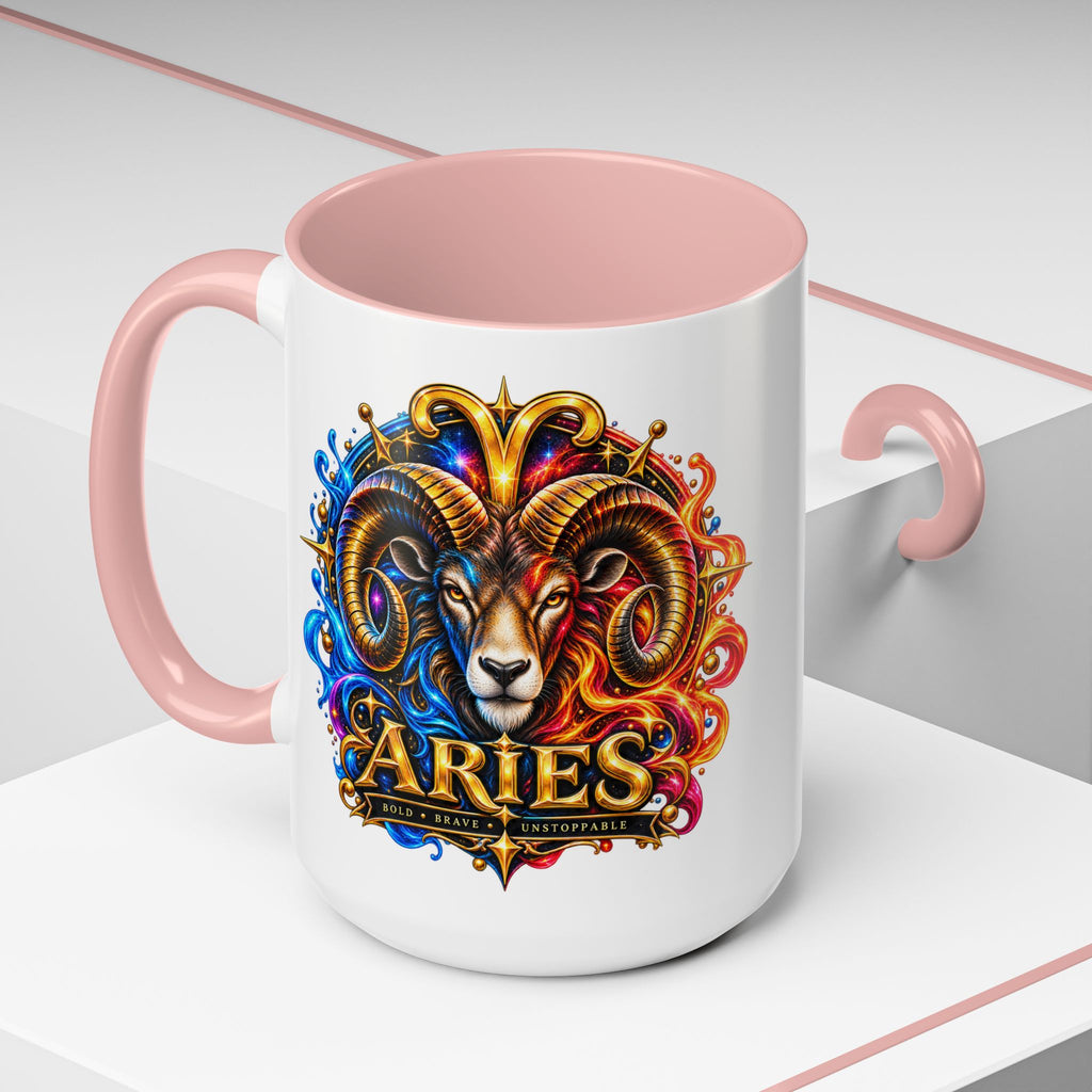 Aries Zodiac Coffee Mug — Colorful Ram Astrology Accent Mug (11/15oz)