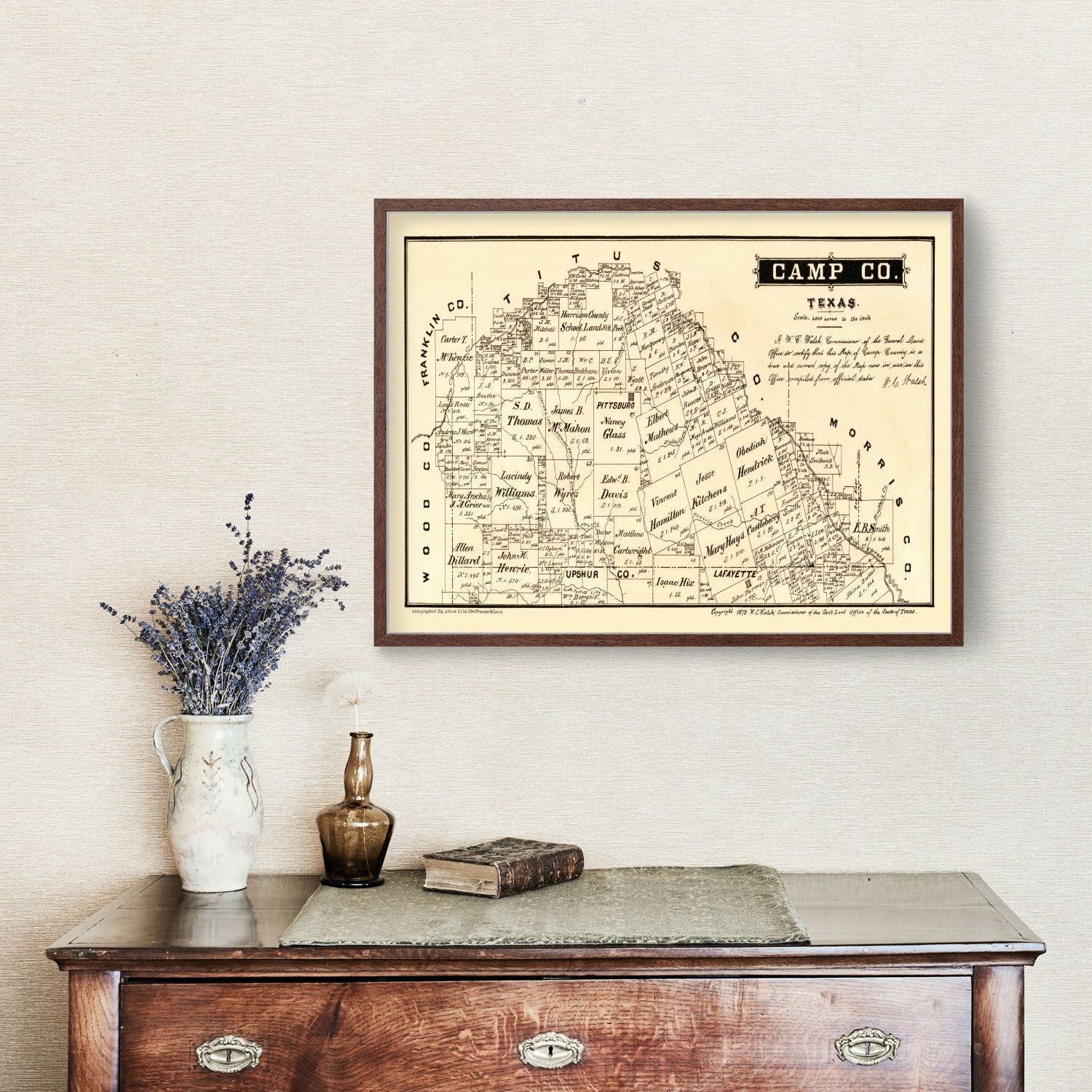 Vintage Map of Camp County, Texas 1879