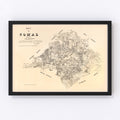 Vintage Map of Comal County, Texas 1879