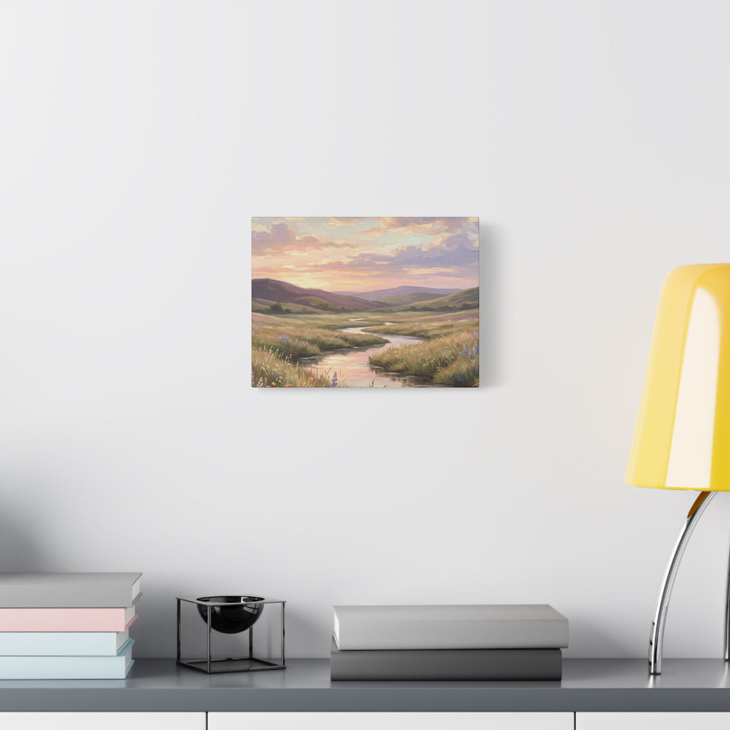 Sunset Meadow Canvas Wall Art - Stretched Matte Landscape Print