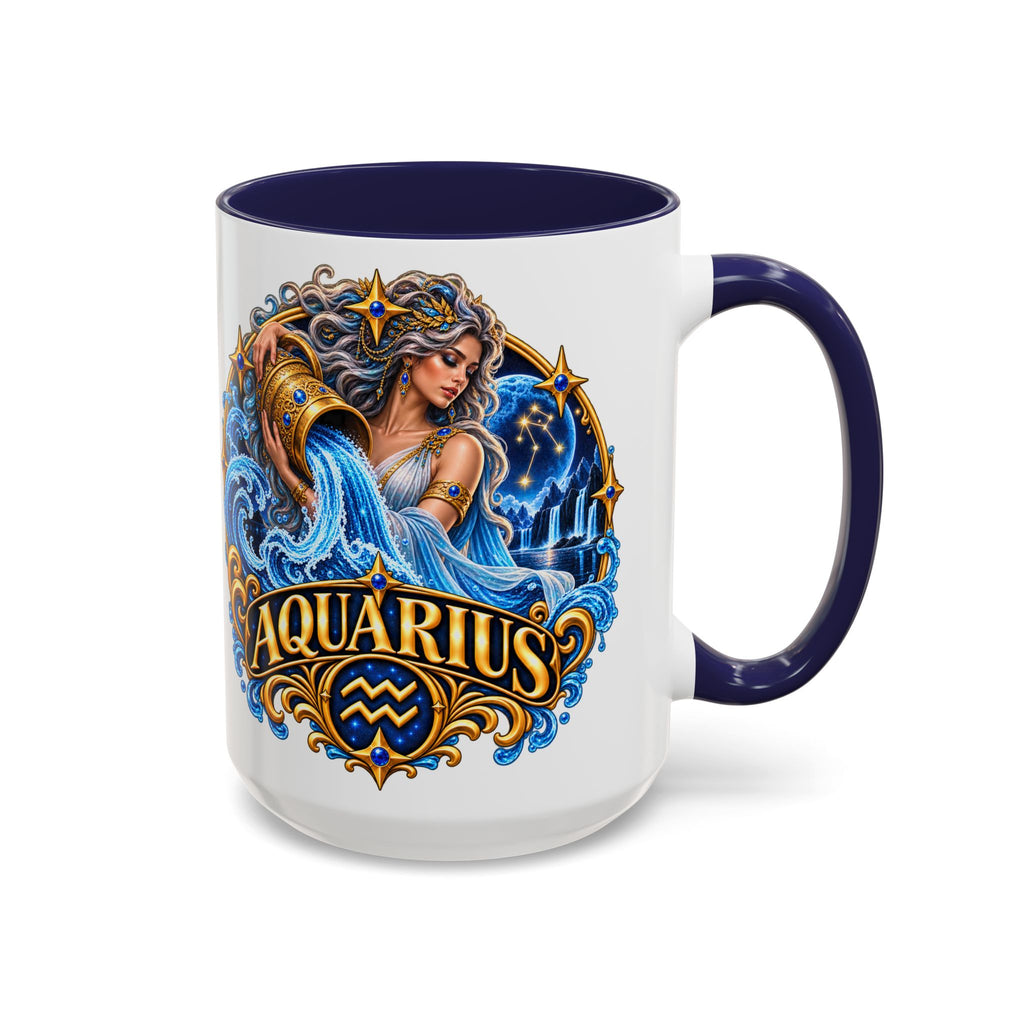Aquarius Zodiac Coffee Mug — Illustrated Water Bearer Astrology Gift (11/15oz)