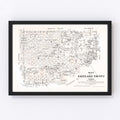 Vintage Map of Eastland County, Texas 1879