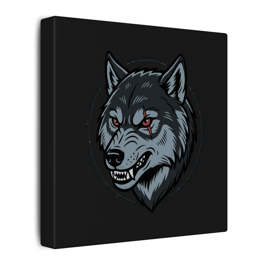 Wolf Head Canvas Wall Art — Fierce Gray Wolf Portrait Matte Stretched