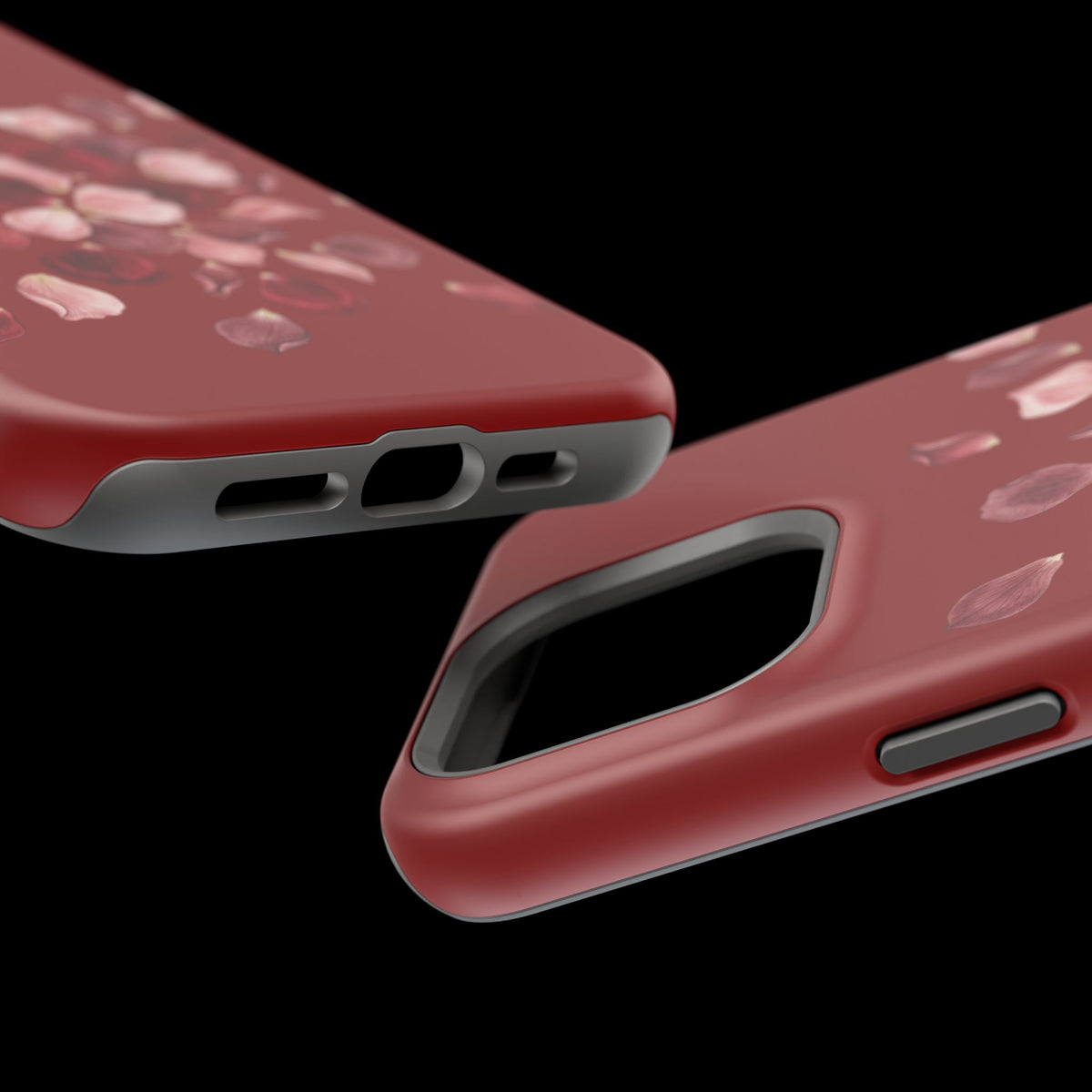 Phone Case — Red Floral Petal Magnetic Impact-Resistant Cover