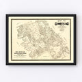 Vintage Map of Hill County, Texas 1886
