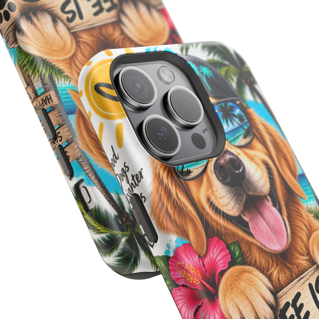 Impact-Resistant Phone Case — "Life Is Better With a Dog" Tropical Dog Design