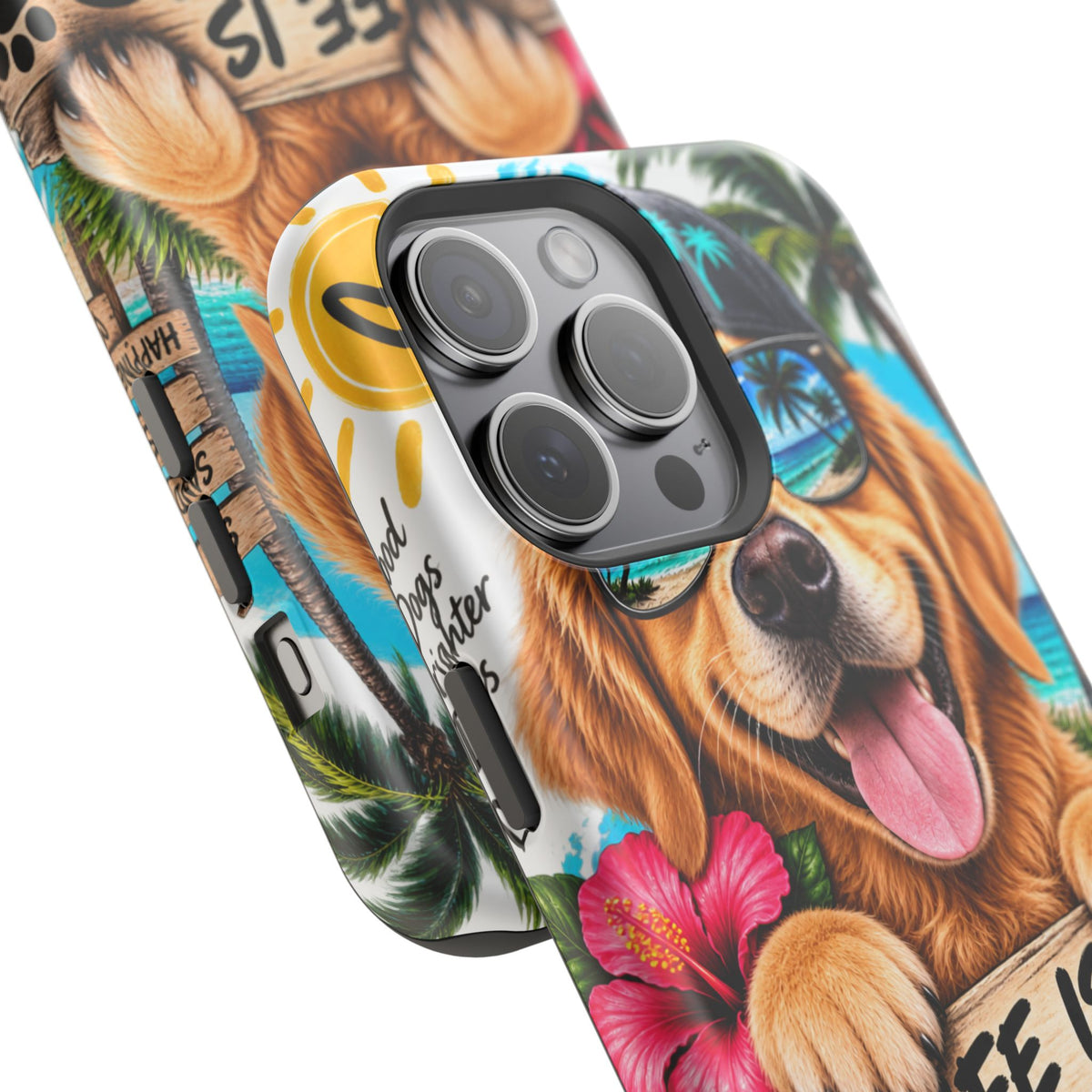 Impact-Resistant Phone Case — "Life Is Better With a Dog" Tropical Dog Design