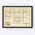 Vintage Map of Marion County, Ohio 1852