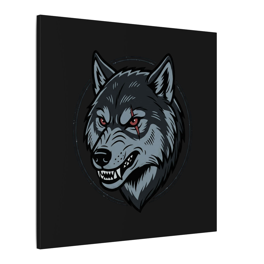 Wolf Head Canvas Wall Art — Fierce Gray Wolf Portrait Matte Stretched