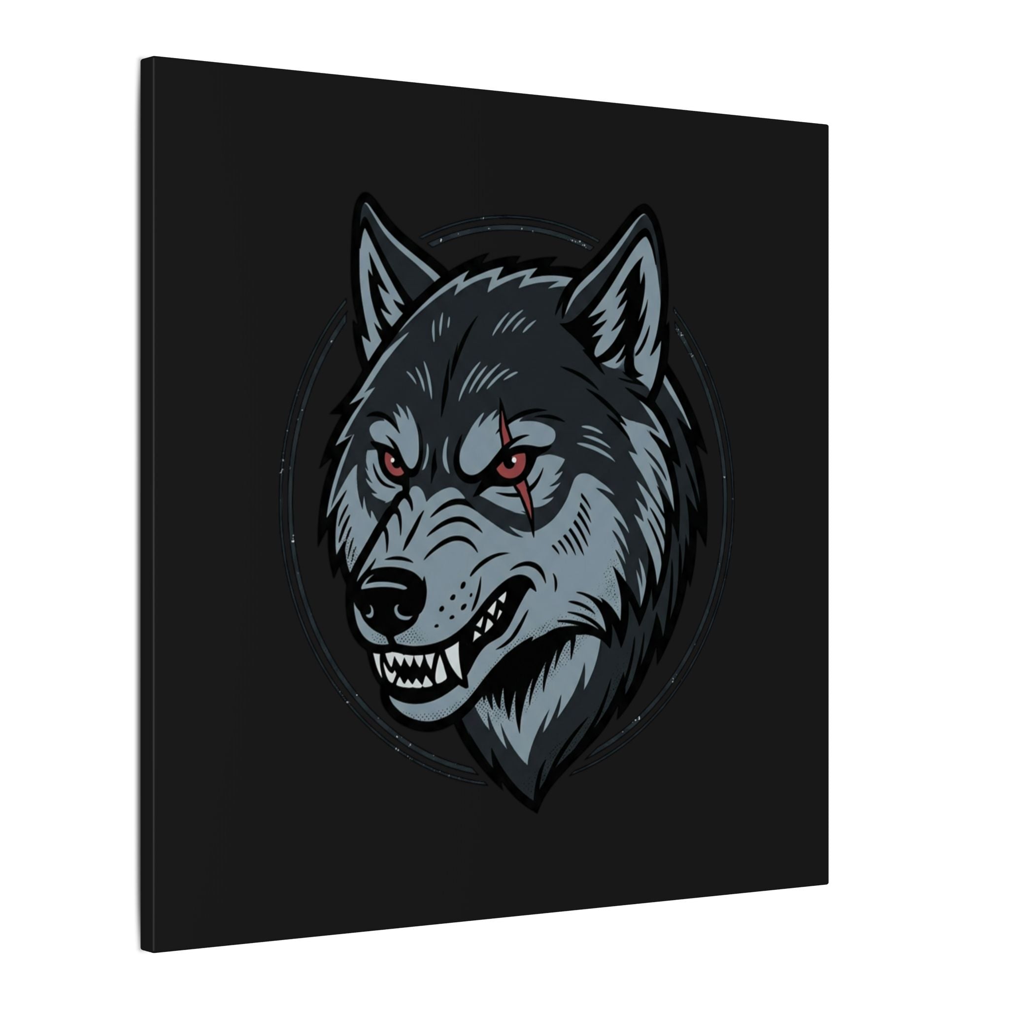 Wolf Head Canvas Wall Art — Fierce Gray Wolf Portrait Matte Stretched